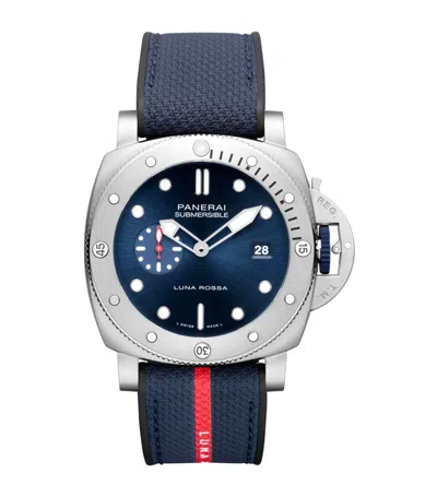 Panerai Stainless Steel Submersible Watch 44mm In Blue