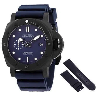Pre-owned Panerai Submersible Automatic Quarantaquattro Carbotech™ Blu Abisso Men's Watch