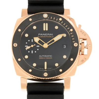 Panerai Submersible Goldtech Automatic Black Dial Men's Watch Pam01164 In Black / Gold / Rose / Rose Gold