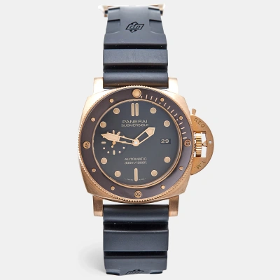 Pre-owned Panerai Submersible Goldtech Orocarbo Op7292 Pam01070 Brushed Goldtech 44 Mm Watch In Black