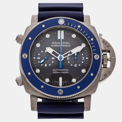 Pre-owned Panerai Submersible Pam00982 Grey Titanium Automatic Men's Watches 47mm