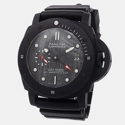 Pre-owned Panerai Submersible Pam01039 Automatic Grey Carbontech Men's Wristwatch 47 Mm In Gray