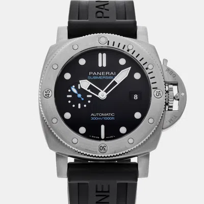 Pre-owned Panerai Submersible Pam01596 Black Stainless Steel Automatic Men's Watches 44mm