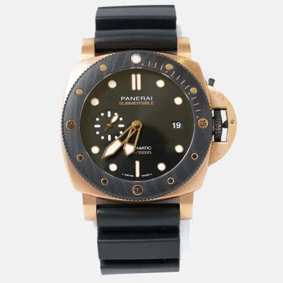 Pre-owned Panerai Submersible Pam02070 Automatic Black 18k Rose Gold Men's Wristwatch 44 Mm