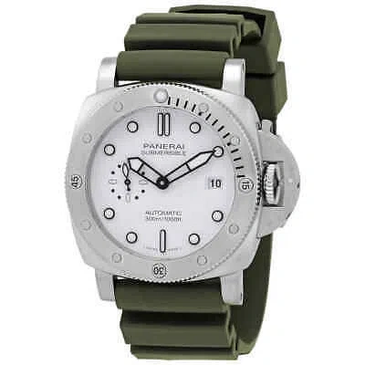 Pre-owned Panerai Submersible Quarantaquattro Automatic White Dial Men's Watch Pam01226