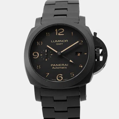 Pre-owned Panerai Tuttonero Luminor Gmt Pam01438 Automatic Black Ceramic Men's Wristwatch 44mm