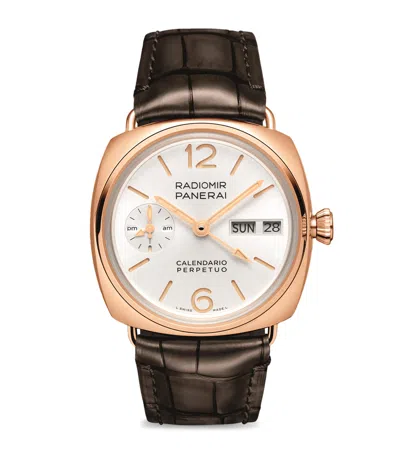 Panerai Yellow Gold Radiomir Perpetual Calendar Watch In Brown
