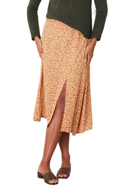 Paneros Clothing Avery A-line Midi Floral Skirt In Chai Ditsy