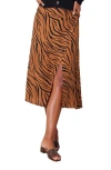 Paneros Clothing Avery A-line Midi Floral Skirt In Zebra Spice