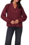 Paneros Clothing Camilla Embroidered Blouse In Cranberry