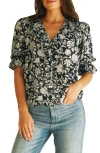 Paneros Clothing Chloe Floral Ruffle Cotton Shirt In Midnight Garden