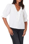 Paneros Clothing Chloe Swiss Dot Ruffle Shirt In Black