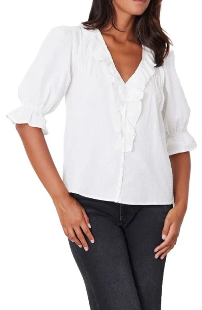 Paneros Clothing Chloe Swiss Dot Ruffle Shirt In Black