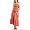 Paneros Clothing Emilia Linen Midi Dress In Red
