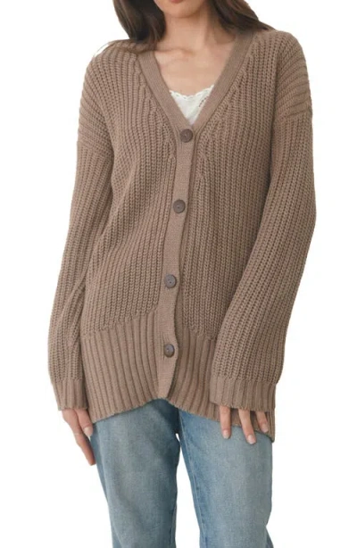 Paneros Clothing Emily Long Cotton Cardigan In Mocha