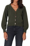 Paneros Clothing Greta Cropped Cotton Cardigan In Forest Green