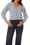Paneros Clothing Greta Cropped Cotton Cardigan In Heather Grey