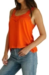 Paneros Clothing Iris Embroidered Camisole In Orange Spritz