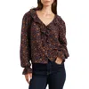 Paneros Clothing Long Sleeve Chloe Ruffle Shirt In Animal Print