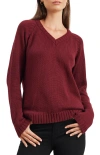 Paneros Clothing Selene V Neck Cotton Sweater In Red