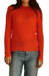 Paneros Clothing Sloane Openwork Cotton Crewneck Sweater In Orange Spritz