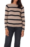 Paneros Clothing Sloane Stripe Cotton Crewneck Sweater In Mocha Stripe