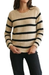 Paneros Clothing Sloane Stripe Cotton Crewneck Sweater In Sand Stripe