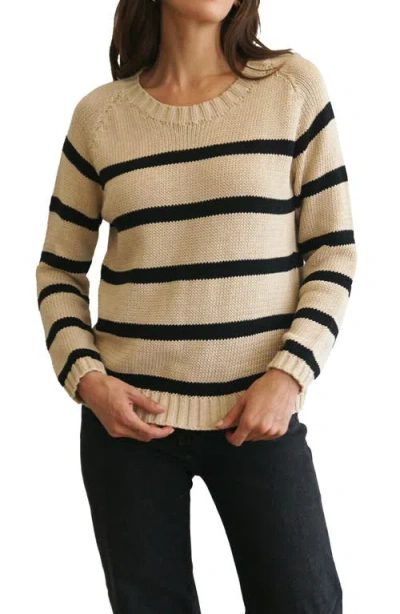 Paneros Clothing Sloane Stripe Cotton Crewneck Sweater In Sand Stripe