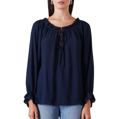Paneros Clothing Solid Esme Long Sleeve Top In Blue