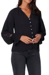 Paneros Clothing Stevie Lace Inset Embroidered Blouse In Black