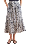 Paneros Clothing Wren Tiered Midi Skirt In Neutral