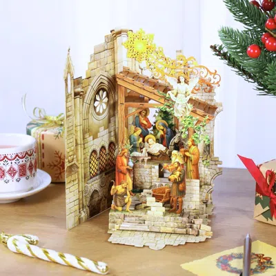 Panese Pop Up Christmas Cards Nativity, Holy Night Nativity, 3d Elegant Religious Card With Envelope For Ho