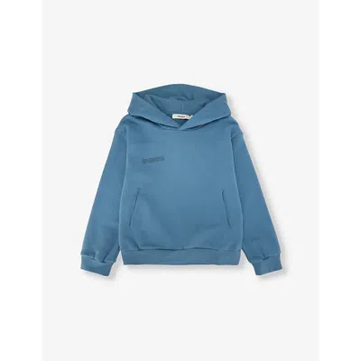 Pangaia Babies' 365 Logo-print Organic-cotton Hoody 3-12 Y In Indigo Blue