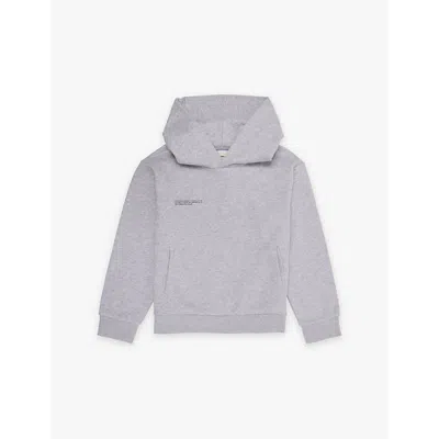 Pangaia Kids' Grey Marl 365 Text-print Organic-cotton Hoody 3-12 Y