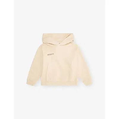 Pangaia Kids' Sand Branded Cotton-jersey Hoody 3-12 In Neutral