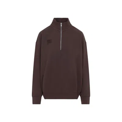 Pangaia Cotton Oversized Half Zip Sweatshirt In Brown