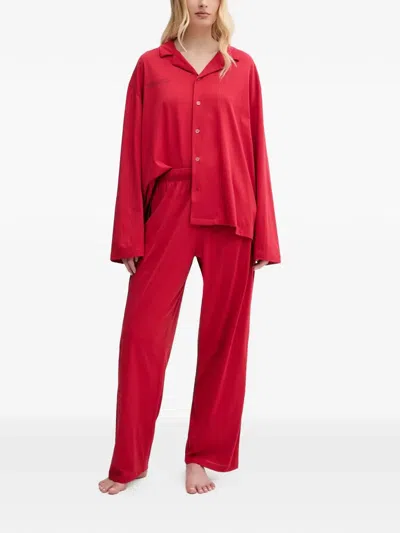 Pangaia Button-up Nightwear Set (set Of Two) In Red