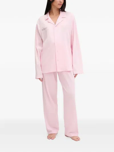 Pangaia Buttoned Long-sleeves Nightwear Set In Pink