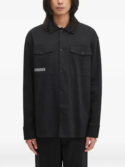 Pangaia Chest-pocket Button-up Shirt In Black