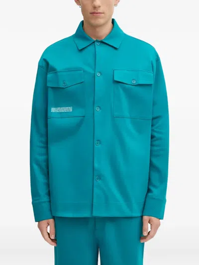 Pangaia Chest-pocket Button-up Shirt In Blue