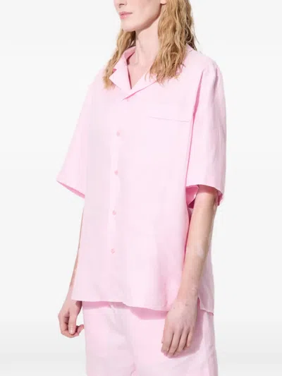 Pangaia Chest-pocket Short-sleeve Shirt In Pink