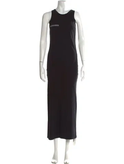 Pre-owned Pangaia Crew Neck Long Dress In Black