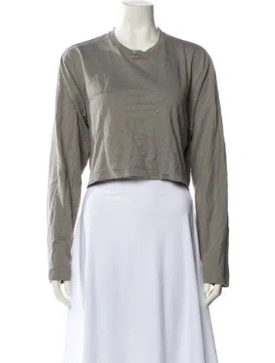 Pre-owned Pangaia Crew Neck Long Sleeve Crop Top In Blue