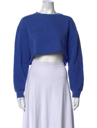 Pre-owned Pangaia Crew Neck Long Sleeve Crop Top In Blue