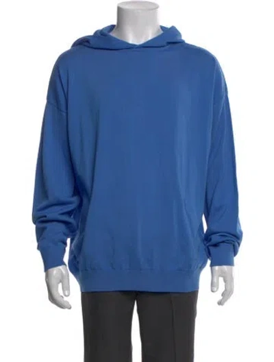 Pre-owned Pangaia Crew Neck Long Sleeve Hoodie In Blue