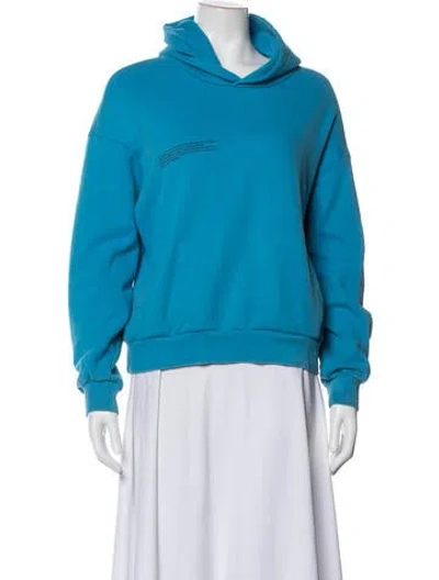 Pre-owned Pangaia Crew Neck Long Sleeve Hoodie In Blue