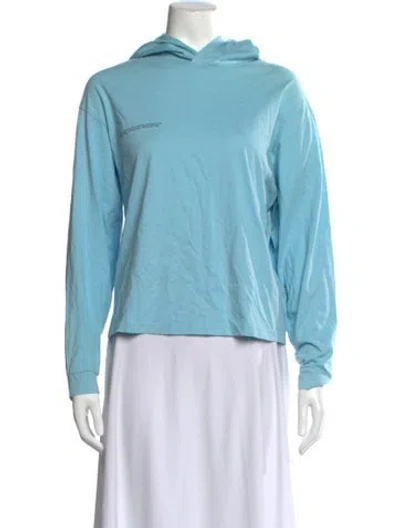 Pre-owned Pangaia Crew Neck Long Sleeve Hoodie In Blue