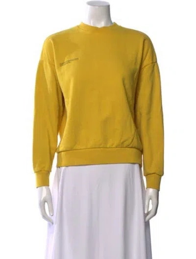 Pre-owned Pangaia Crew Neck Long Sleeve Sweatshirt In Yellow