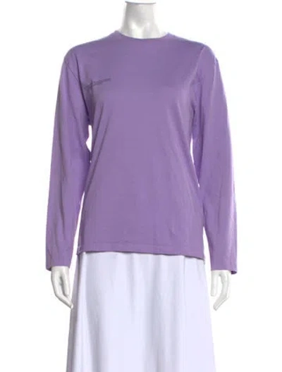 Pre-owned Pangaia Crew Neck Long Sleeve T-shirt In Purple