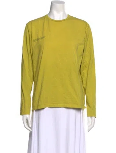 Pre-owned Pangaia Crew Neck Long Sleeve T-shirt In Yellow